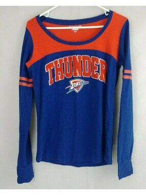 New Era 5th & Ocean Womens Blue & Orange Thunder OKC Shirt Size Small